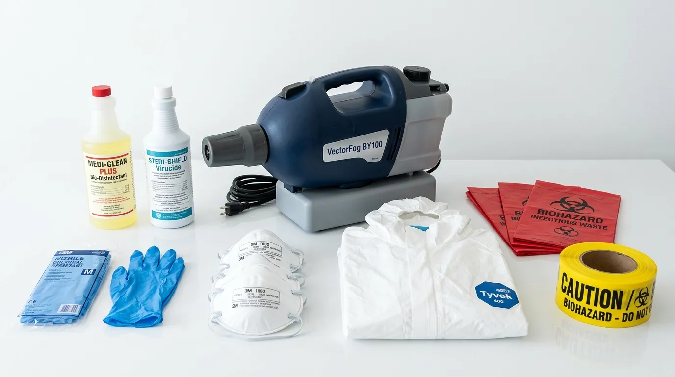 Professional biohazard remediation crew working in Framingham