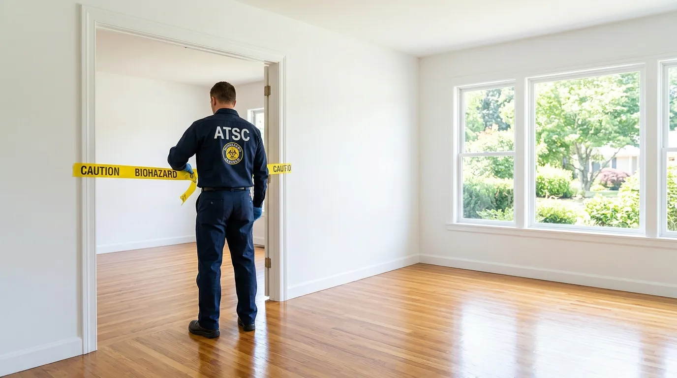 Certified biohazard cleanup crew performing Trauma Scene Cleanup in Framingham